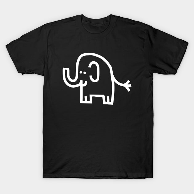 Minimal Animals White Line Drawing Elephant Self Portrait T-Shirt by ellenhenryart